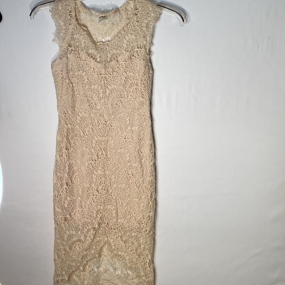 Free People Dresses & Skirts - Free People Intimately Cream Color Lace Peek A Boo Slip Dress Size XS